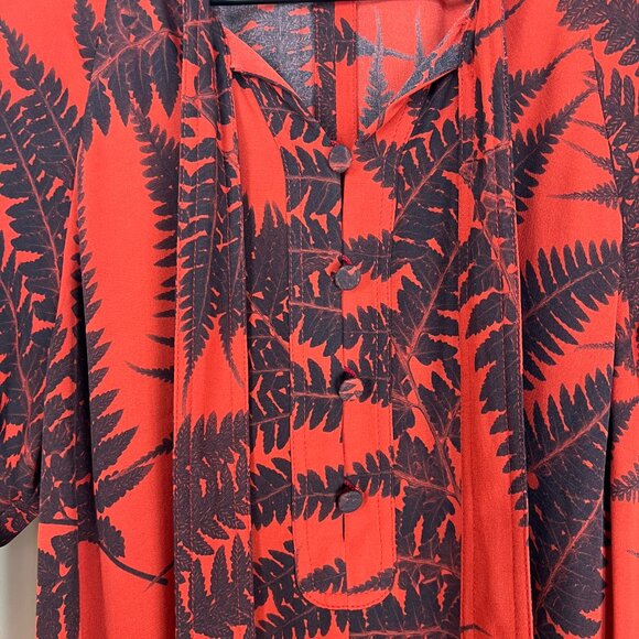 Stella McCartney 100% Silk Dress Mini Midi Pussy Bow Fern Print Runway Designer - Picture 7 of 11